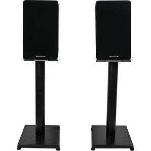 Pair Rockville RockShelf 58B Black 5.25" Home Bookshelf Speakers w/21" Stands