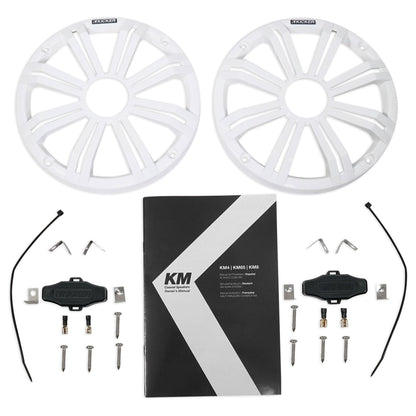 Pair KICKER 45KM84L 8" 600 Watt Marine Boat Wakeboard Tower Speakers w/LED's KM8
