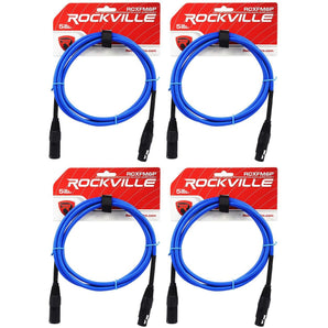 4 Rockville RCXFM6P-BL Blue 6' Female to Male REAN XLR Mic Cable 100% Copper