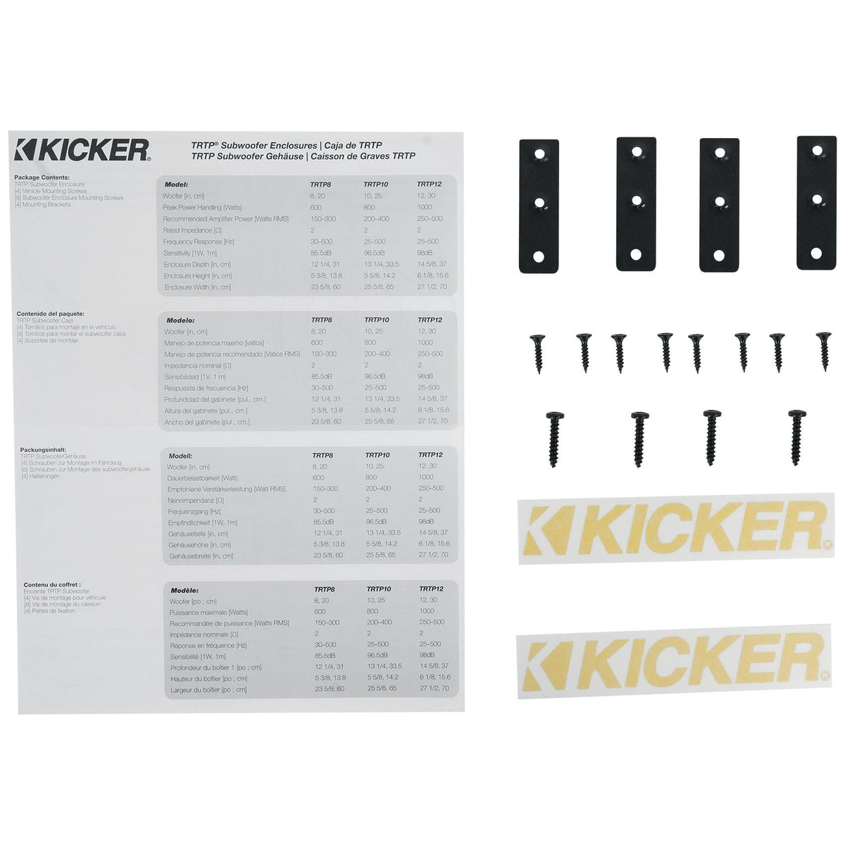 KICKER 48TRTP102 TRTP 10" 800w Down Firing Subwoofer Enclosure+Passive Radiator
