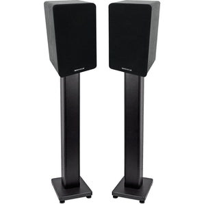 Pair Rockville RockShelf 58B Black 5.25" Home Bookshelf Speakers + 28" Stands