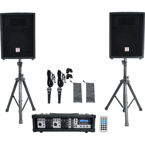 Rockville 10" Church Speakers+Mixer+Stands+Mics and Bluetooth for Church Sound Systems