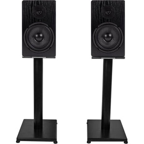 Pair Rockville RockShelf 64B Black 6.5" Home Bookshelf Speakers w/21" Stands