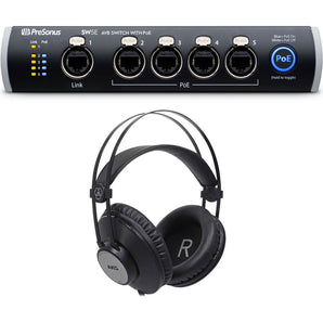 PRESONUS SW5E 5-Port AVB Switch w/ PoE, Rack Mountable+AKG Studio Headphones