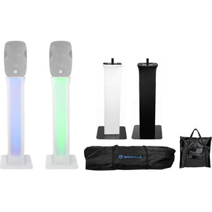 (2) Rockville RTP82W Totem Style DJ Speaker Stands w/White+White Scrims+(2) Bags