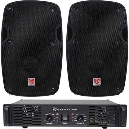 (2) SPG88 8" 800W 8 Ohm PA Speakers ABS Cabinet+RPA5 1000W Amplifier