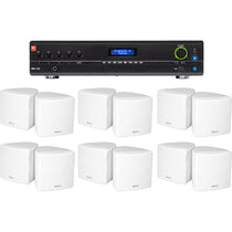 VMA1120 Commercial Amplifier + (12) Cube 3.5" White Wall Speakers