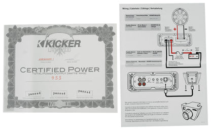 KICKER 48KMA8001 800 Watt 1-Ohm Marine/Boat Mono Amplifier Sub Amp KMA800.1