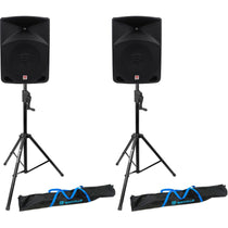 (2) RPG10 10" Powered 600W DJ PA Speakers + Crank-Up Speaker Stands
