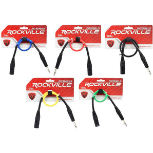 5 Rockville 1.5' Male REAN XLR to 1/4'' TRS Balanced Cable OFC (5 Colors)