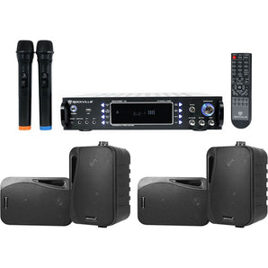 Rockville Hybrid Bluetooth Karaoke Home Theater System and (4) 4" Speakers+(2) Mics