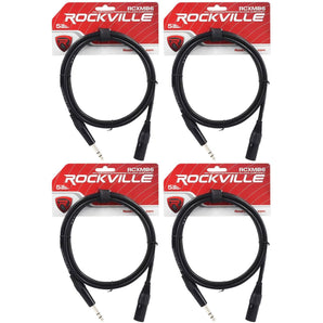 4 Rockville RCXMB6-B Black 6' Male REAN XLR to 1/4'' TRS Balanced Cables