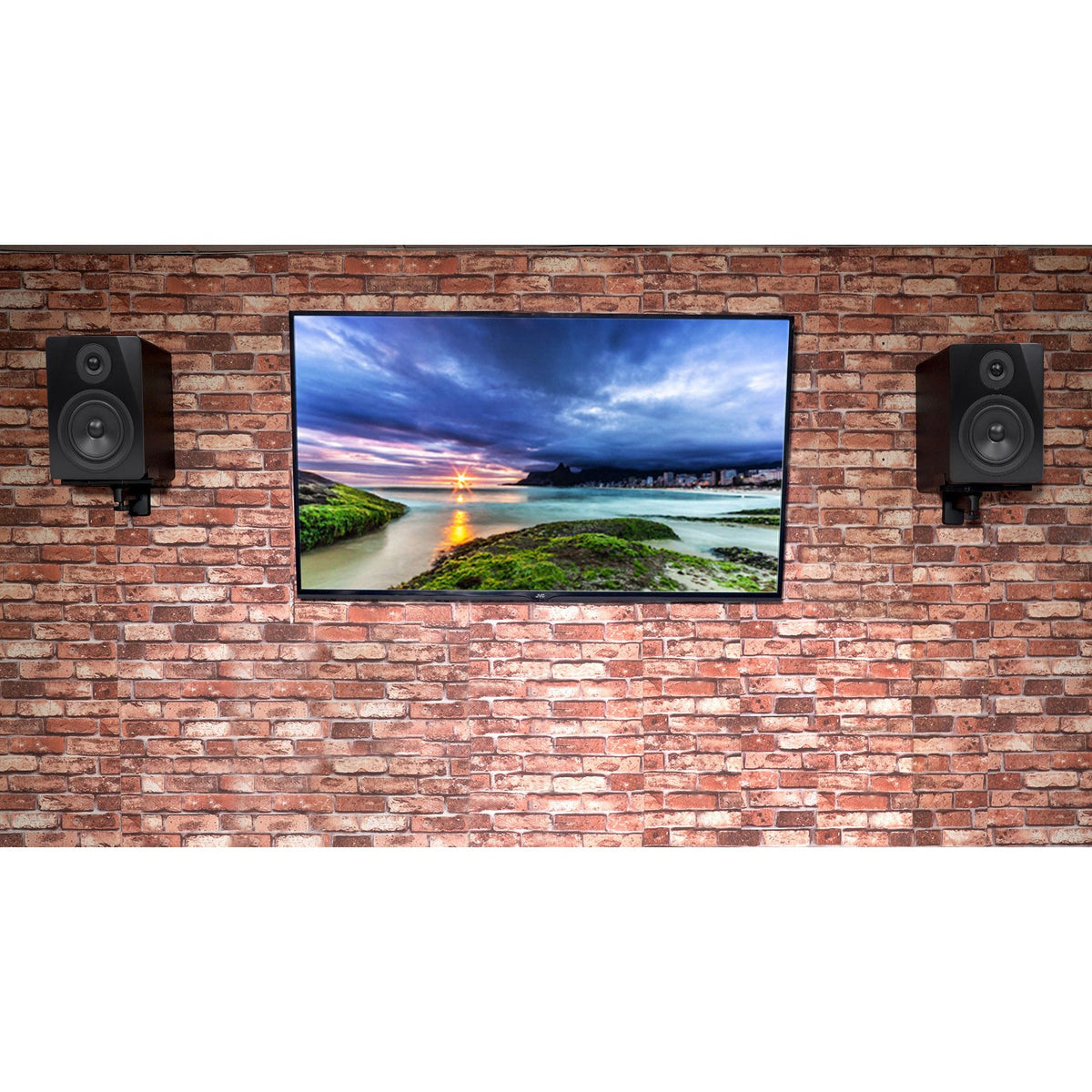 (2) APM5B 5.25" 250W Powered USB Studio Monitor Speakers+Wall Brackets