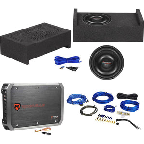 American Bass SL-124 12" 600w Shallow Slim Subwoofers+Sub Box+Amplifier+Wire Kit