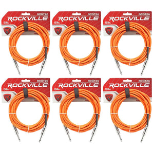 6 Rockville RCGT20O 20'  1/4" TS to 1/4'' TS Guitar/Instrument Cable