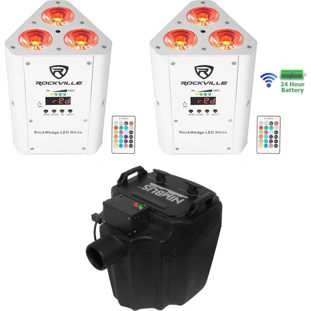 Nimbus Fog Machine + 2 Wireless White Par Lights