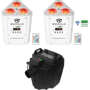 Chauvet DJ Nimbus Plug/Play Dry Ice Fog Machine+2) Wireless DMX White Par Lights