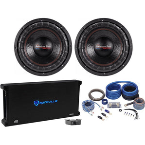 2 American Bass XFL-1222 2000w 12" Competition Subwoofers+Mono Amplifier+Amp Kit