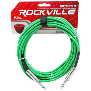 6 Rockville RCGT20G 20'  1/4" TS to 1/4'' TS Guitar/Instrument Cable