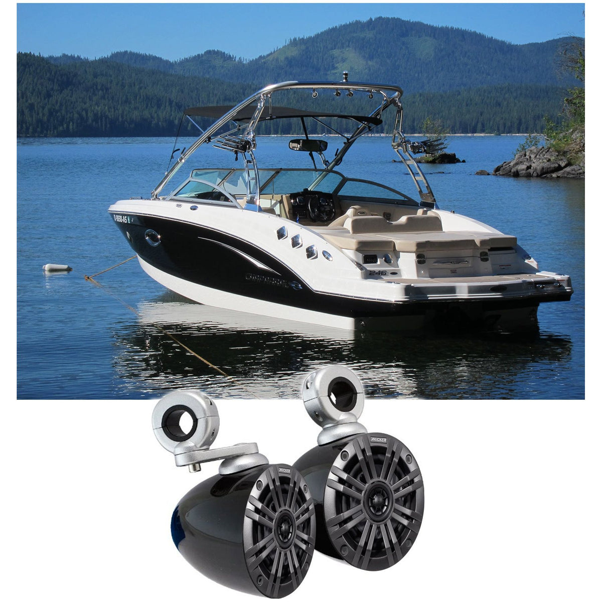 45KM44 4" Speakers + KMMTES Mini Wakeboard Tower Enclosures