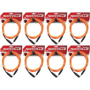 8 Rockville RCXMB10-O Orange 10' Male REAN XLR to 1/4'' TRS Balanced Cables