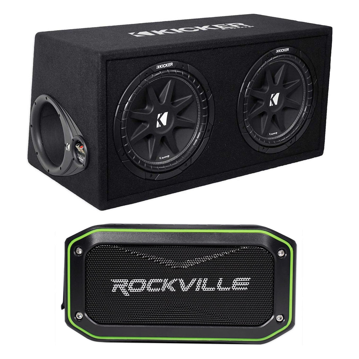 43DC122 Dual 12" Loaded Enclosure with ROCK ANYWHERE Bluetooth Speaker