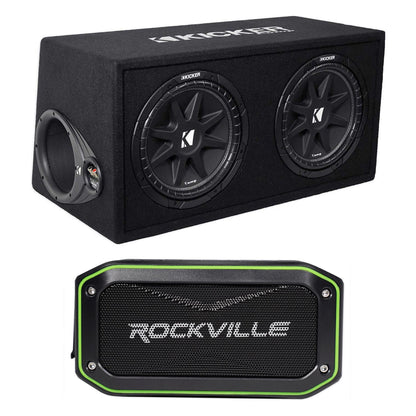 43DC122 Dual 12" Loaded Enclosure with ROCK ANYWHERE Bluetooth Speaker