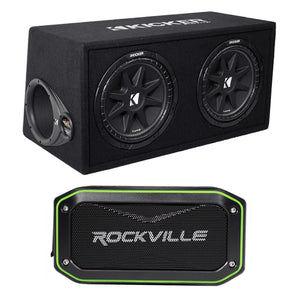 KICKER 43DC122 Comp Dual 12" Subwoofers In Vented Sub Box Enclosure + Speaker