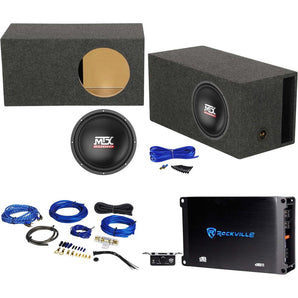 MTX TN12-02 12” 400w Car Audio Subwoofer+Vented Sub Box+Mono Amplifier+Amp Kit