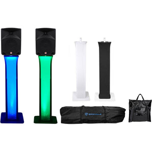 (2) Rockville RPG10 10" Powered Active 600 Watt 2-Way DJ Speakers+Totem Stands