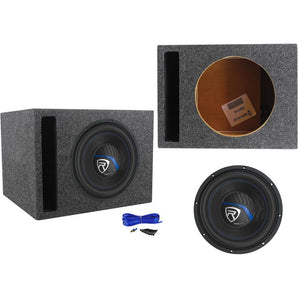 Rockville K5 W10K5S2 10" 1200 Watt 2 Ohm Car Subwoofer+Vented Sub Box Enclosure