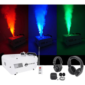 American DJ ADJ Fog Smoke Machine, LED, Pyro FX, Color Mixing+(2) Headphones