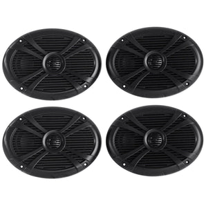 (4) Rockville RMSTS69B 6x9 2000w Waterproof Marine Boat Speakers 2-Way Black