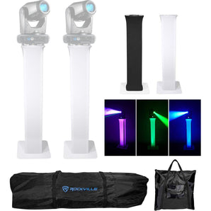 2) Totem Stands+Black+White Scrims For 2) American DJ Focus Spot Three Z Lights