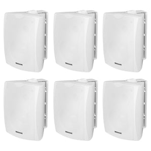 6) Rockville WET-5W 70V 5.25" IPX55 White Commercial Indoor/Outdoor Wall Speakers