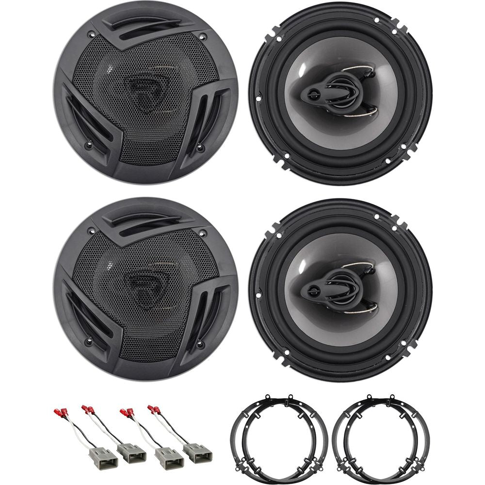 RV6.3A 6.5" Car Speakers 4-Pack + Honda Civic Harness & Adapter Bundle