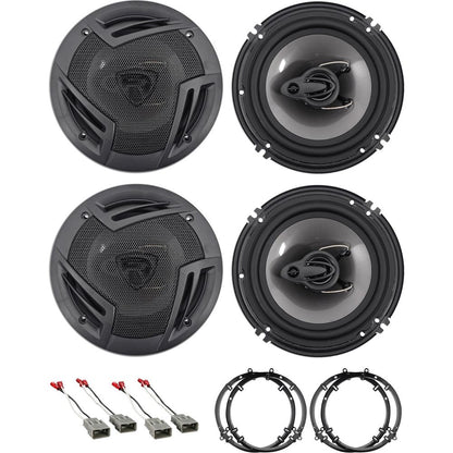 RV6.3A 6.5" Car Speakers 4-Pack + Honda Civic Harness & Adapter Bundle