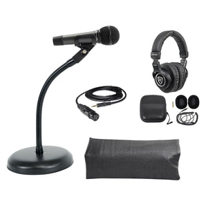 Audio Technica 1-Person PC Podcasting Podcast Microphone+Gooseneck+Headphones