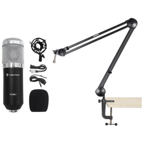 Rockville Studio Recording Condenser Microphone+Boom Arm+Desk Clamp+Shock Mount