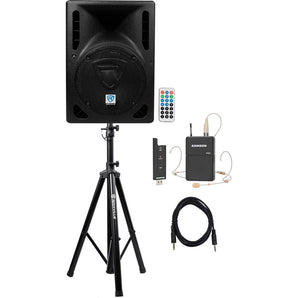 Rockville 8" Church Speaker Sound System w/ Headset Mic For Sermons, Speeches
