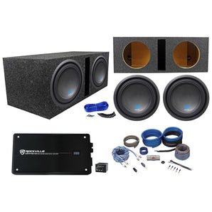 (2) ALPINE S-W10D4 10" 1800w Subwoofers+Vented Sub Box+Mono Amplifier+Amp Kit