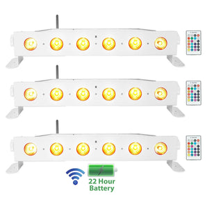 (3) Rockville BEST STRIP 60 White Rechargeable Wash Light Bars w/Wireless DMX