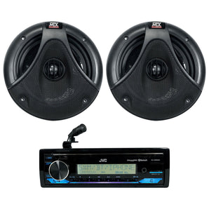 JVC KD-X38MBS Marine/UTV/Motorcycle Receiver w/Bluetooth+(2) MTX 6.5" Speakers