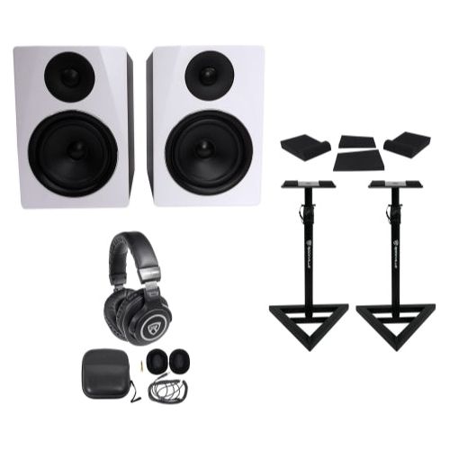 APM6W 6.5" 350W Powered Studio Monitors+Stands+Pads+Headphones