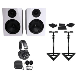 Pair Rockville APM6W 6.5" 350W Powered Studio Monitors+Stands+Pads+Headphones