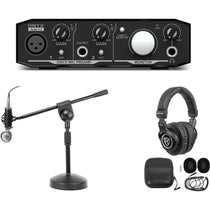 Podcast Recording Bundle with Interface, Mic, Headphones and Desktop Stand