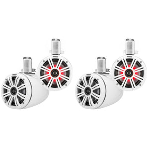 (4) KICKER 45KMTC65W 6.5" 780 Watt Marine Boat Wakeboard Tower Speakers w/LED's