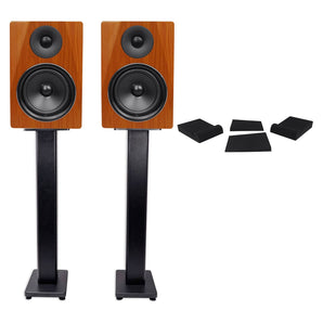 2) Rockville DPM6C Dual Powered 6.5" 420 Watt Active Studio Monitors+Stands and Pads