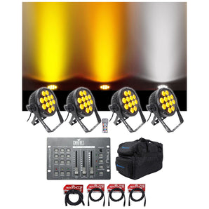 (4) Chauvet DJ SlimPar Pro W USB D-Fi Wash Lights+Bag+Controller+Cables+Remote