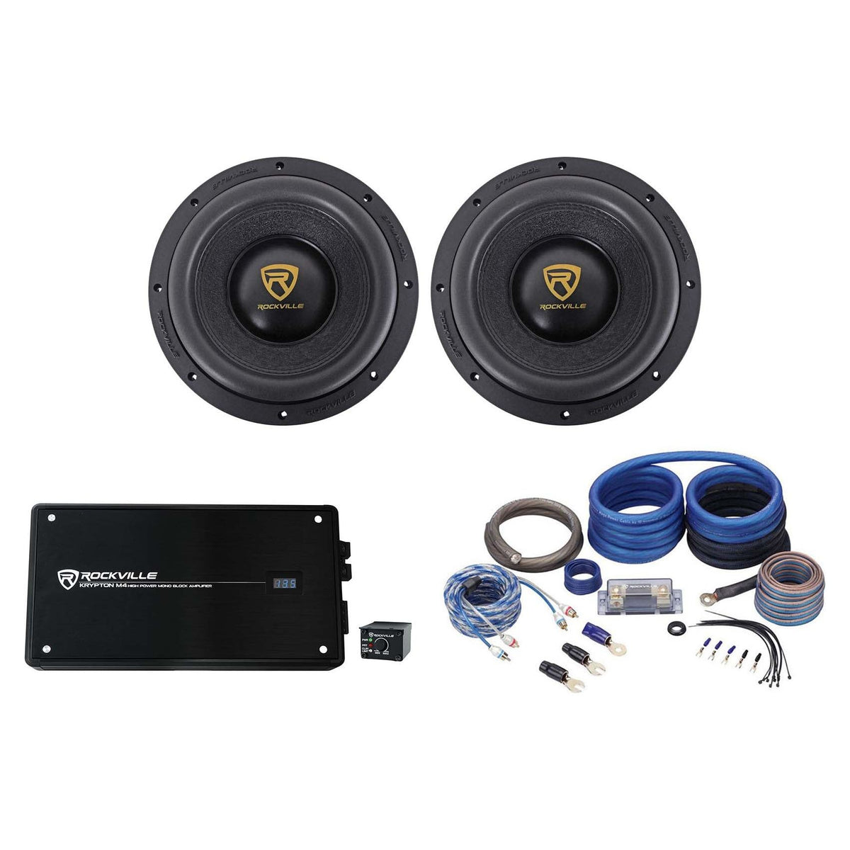 (2) W10K9D4 10" 6400 Watt Car Subwoofers+Mono Amplifier+Copper Amp Kit
